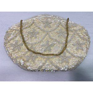 Ivory Hand Beaded Clutch Purse Wristlet